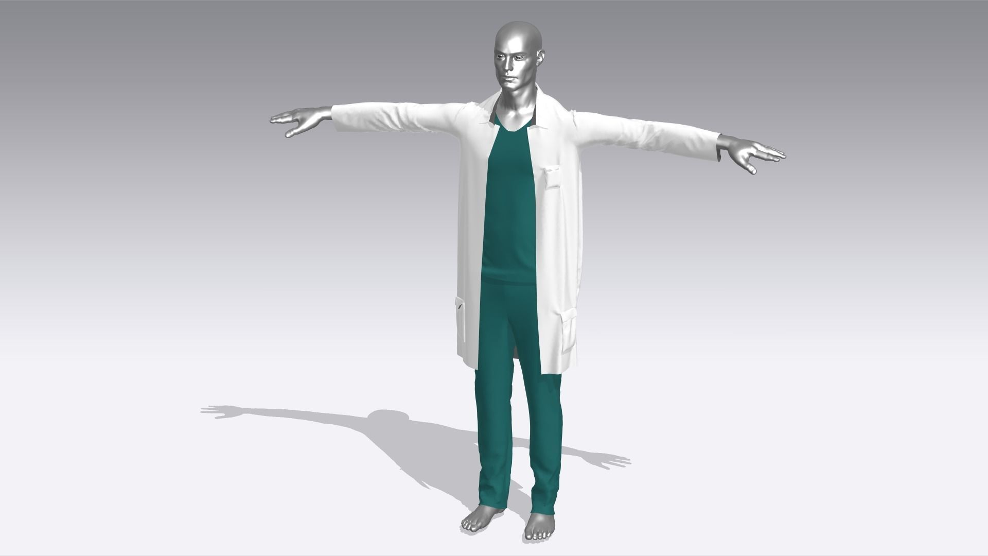Male Doctor Uniform Low-poly 3D model_6
