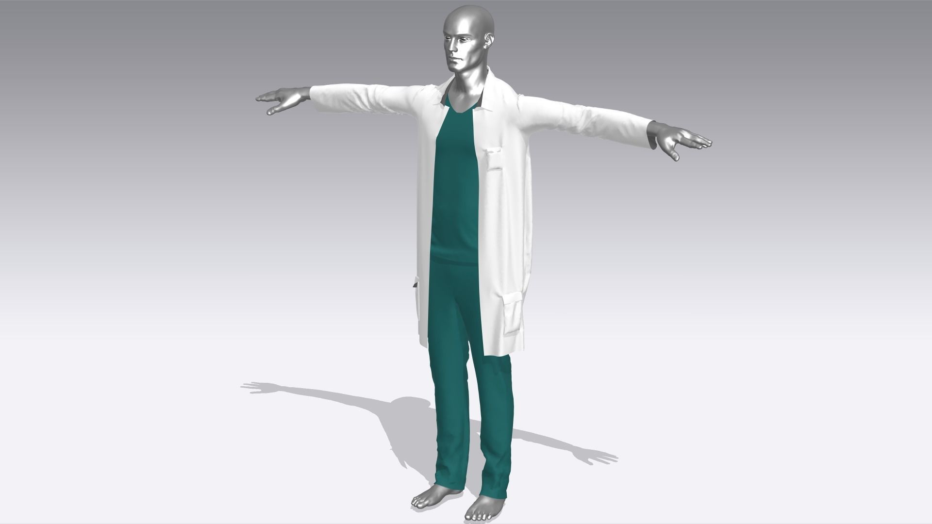 Male Doctor Uniform Low-poly 3D model_2