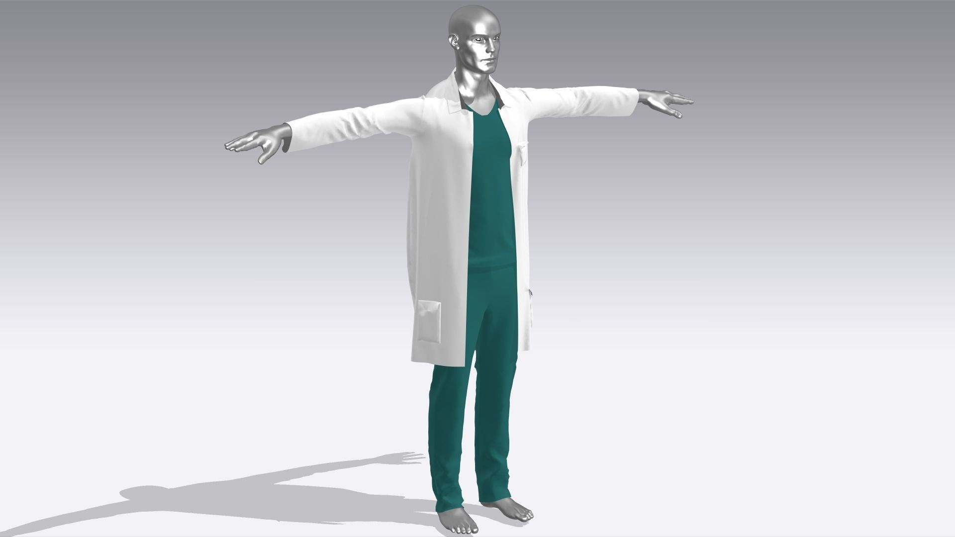 Male Doctor Uniform Low-poly 3D model_1