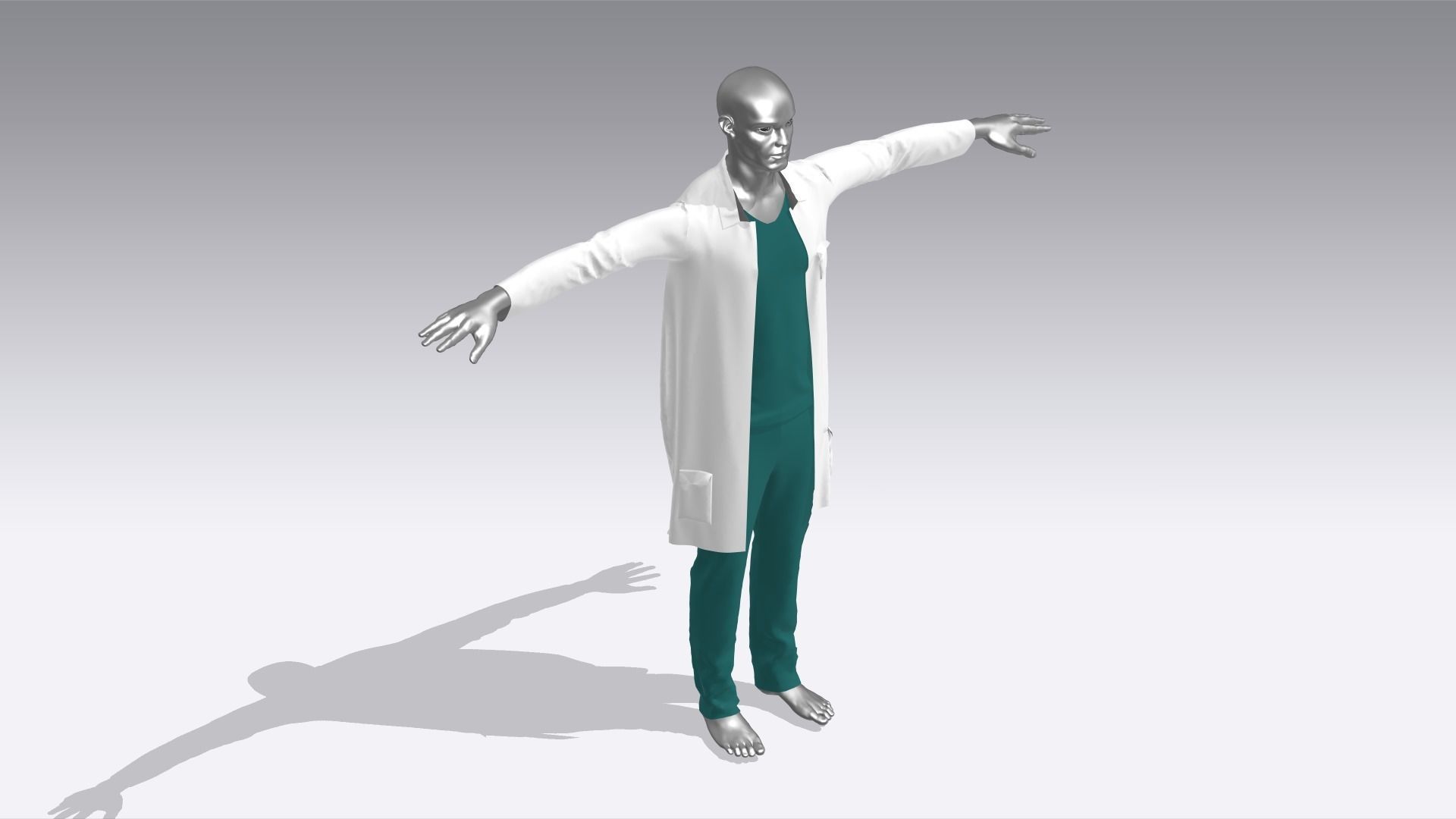Male Doctor Uniform Low-poly 3D model_4