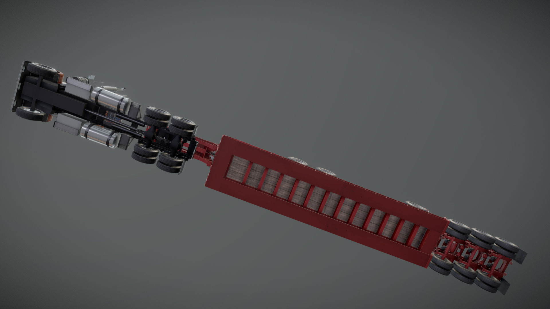 Kenworth W900L lowboy semitruck Low-poly 3D model_28