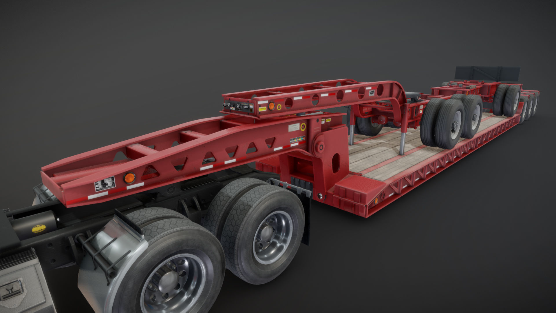 Kenworth W900L lowboy semitruck Low-poly 3D model_27