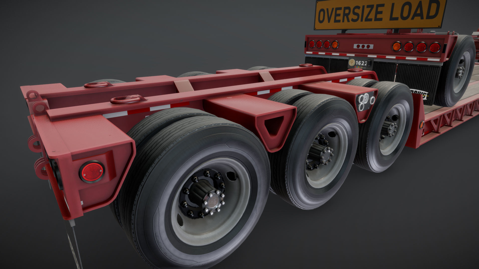 Kenworth W900L lowboy semitruck Low-poly 3D model_38