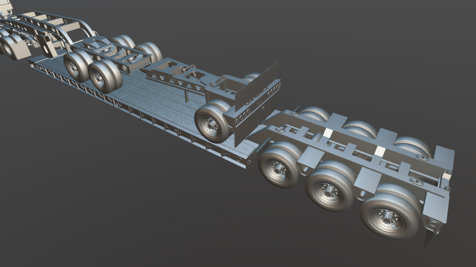 Kenworth W900L lowboy semitruck Low-poly 3D model_40