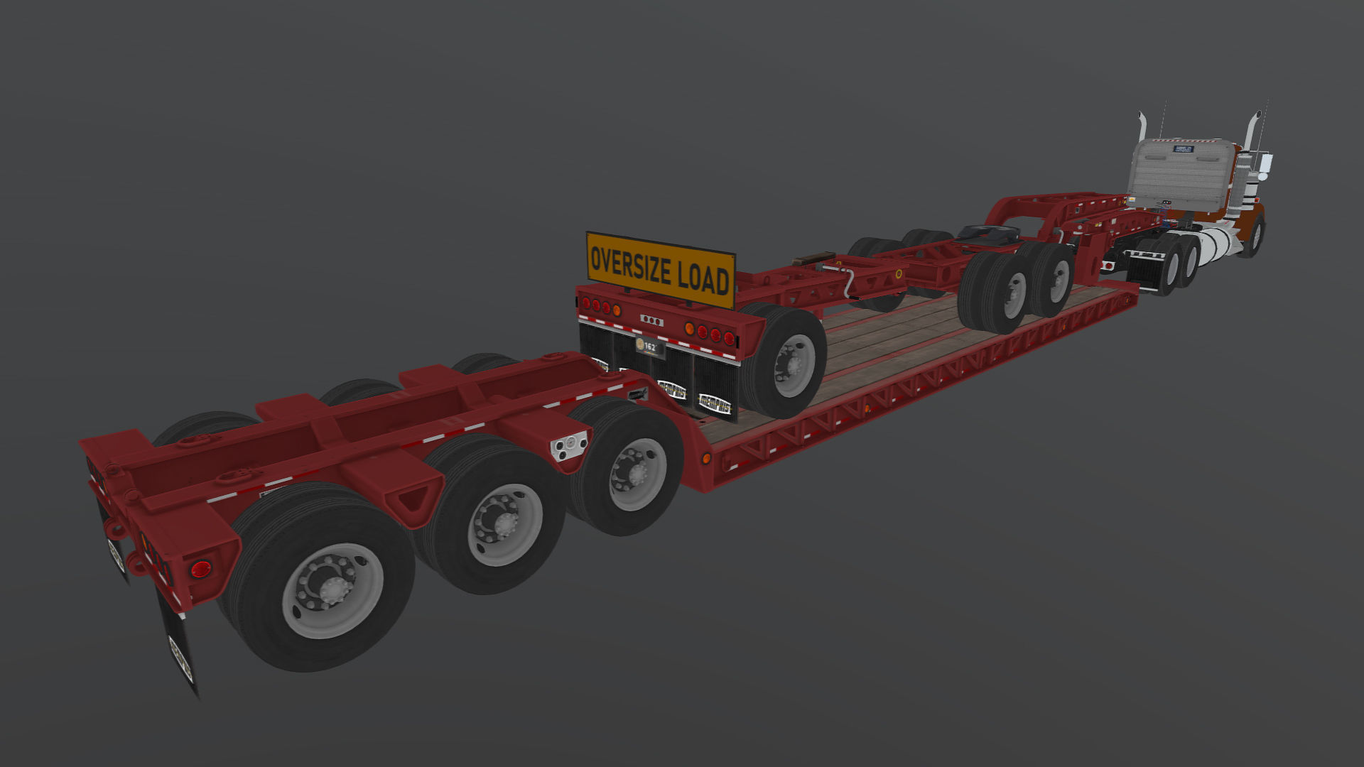 Kenworth W900L lowboy semitruck Low-poly 3D model_43