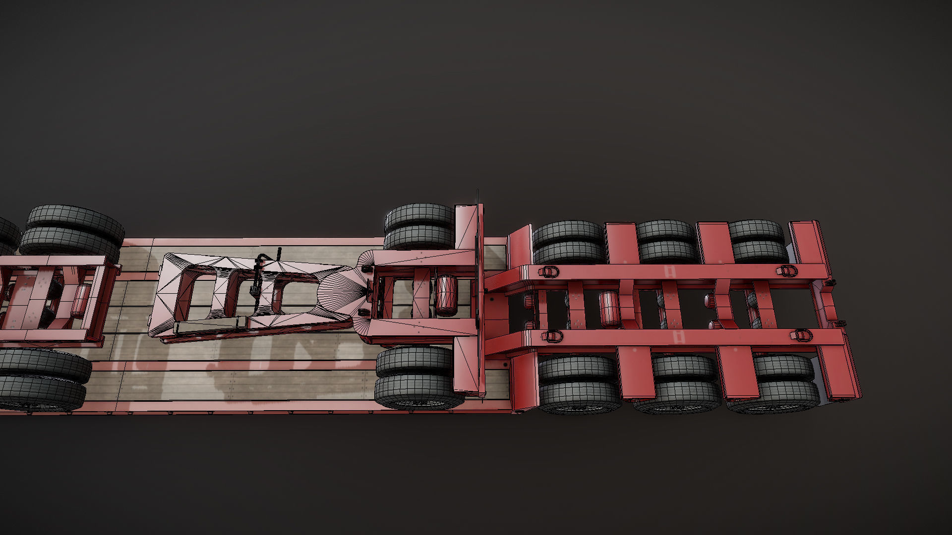 Kenworth W900L lowboy semitruck Low-poly 3D model_37