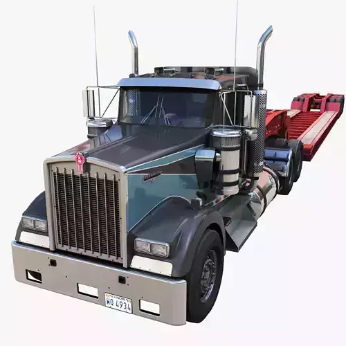 Kenworth W900L lowboy semitruck