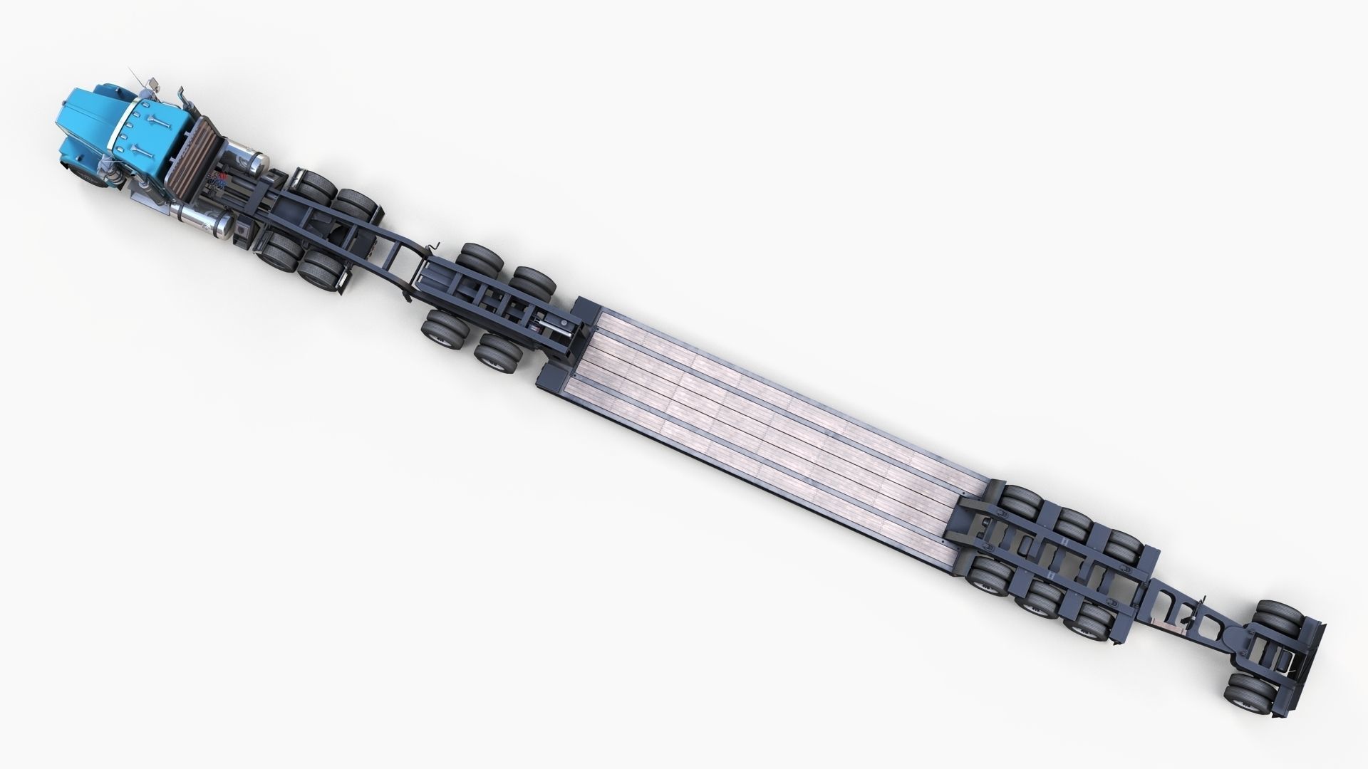 Kenworth W900L lowboy semitruck Low-poly 3D model_7