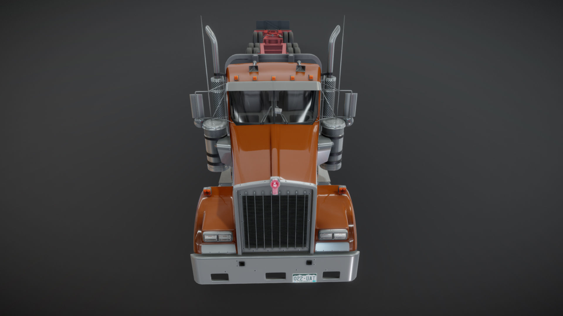 Kenworth W900L lowboy semitruck Low-poly 3D model_25
