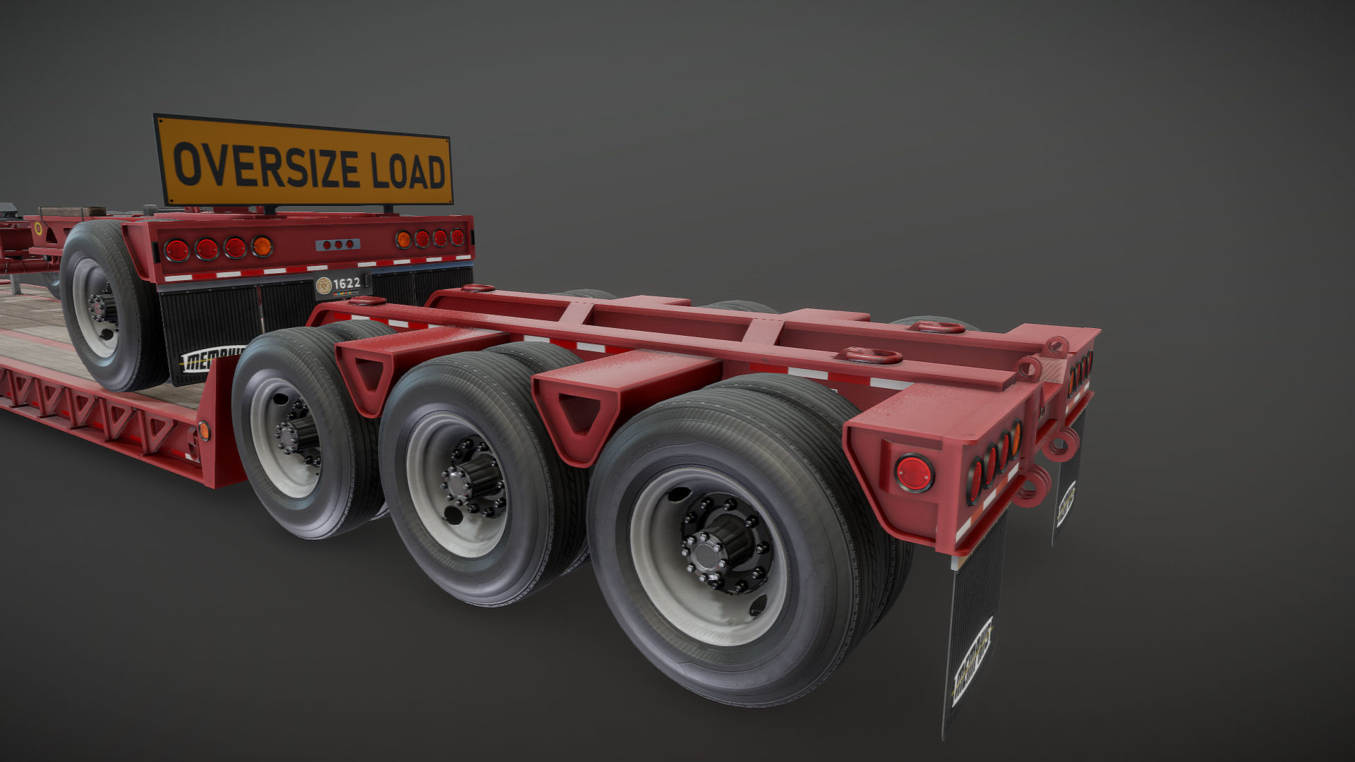 Kenworth W900L lowboy semitruck Low-poly 3D model_31