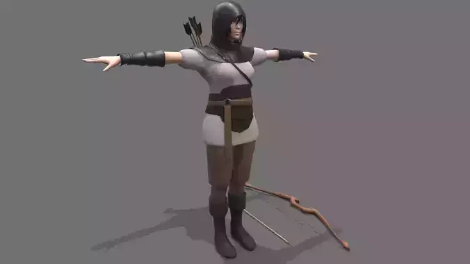 Archer Girl Low-poly