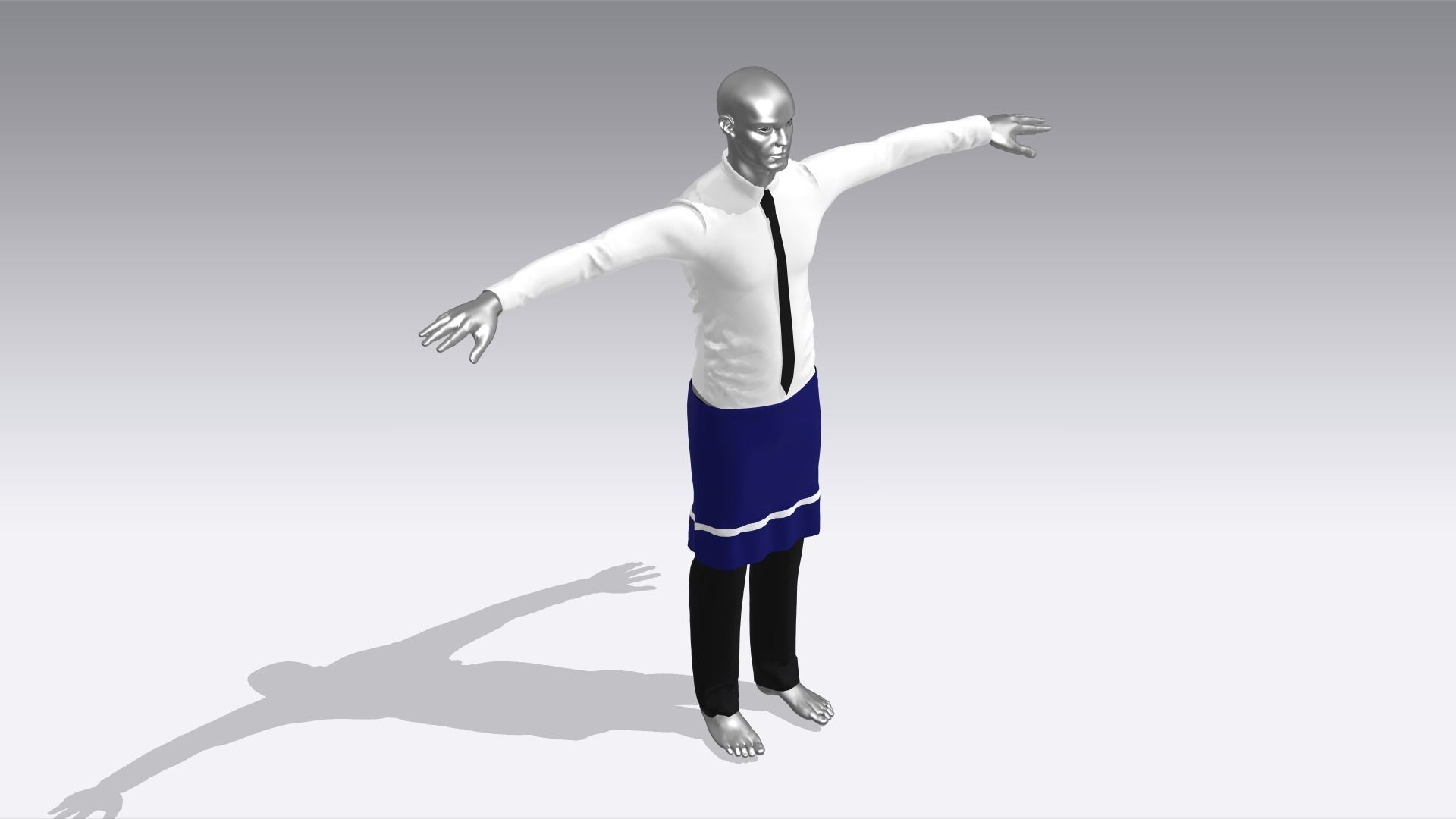 Waiter Clothes Low-poly 3D model_4