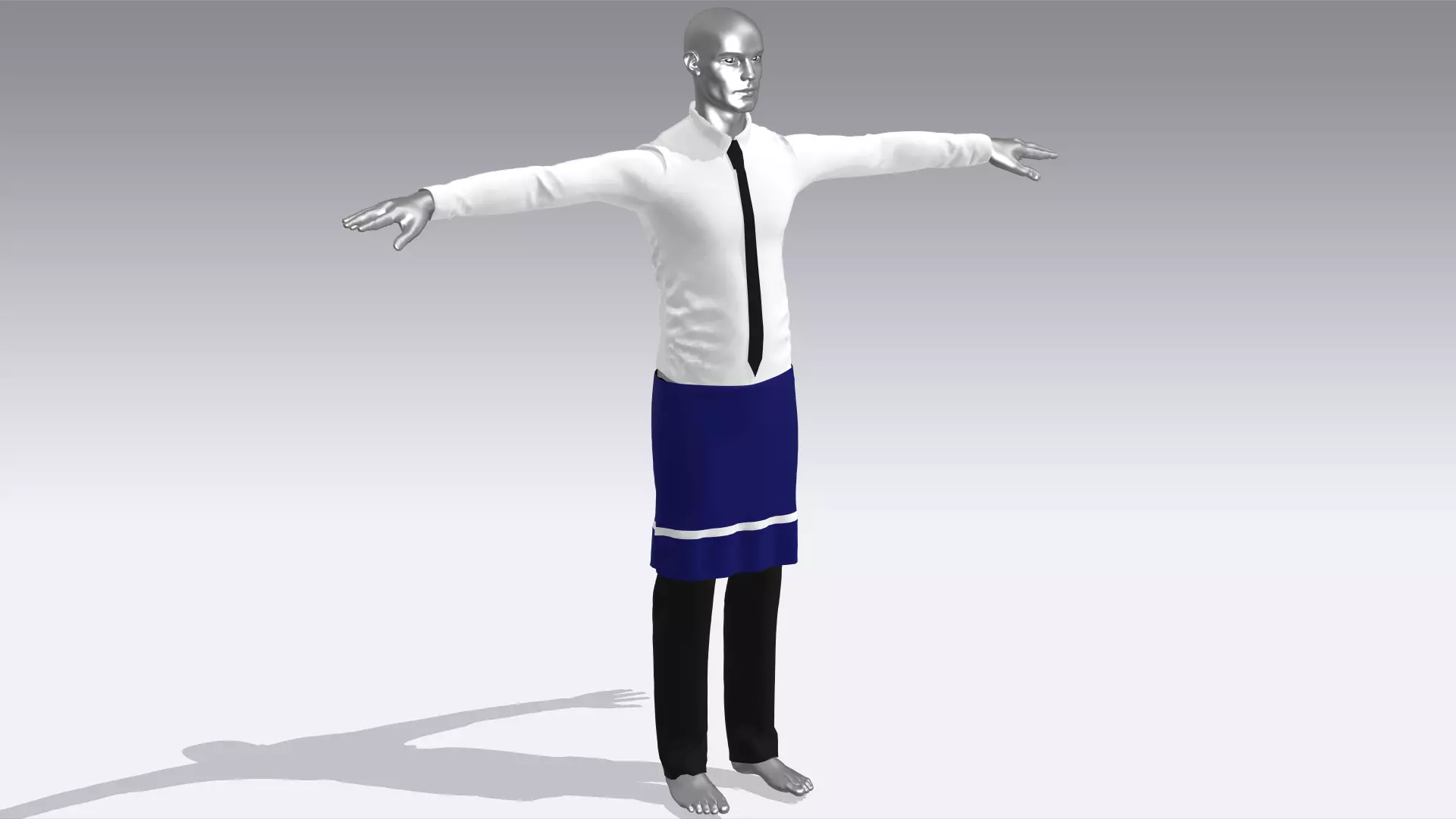 Waiter Clothes Low-poly 3D model_0
