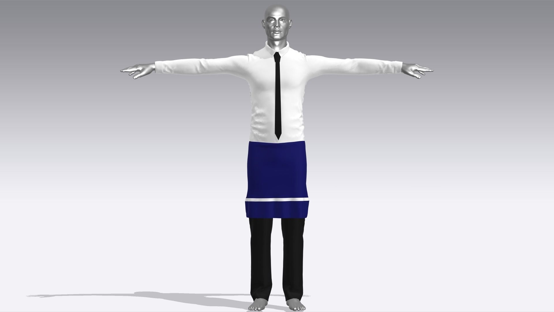 Waiter Clothes Low-poly 3D model_1