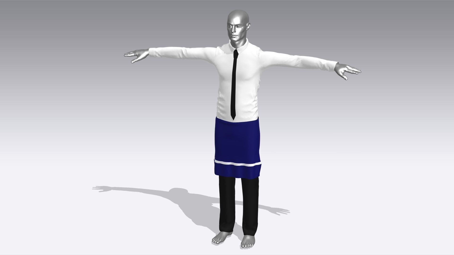 Waiter Clothes Low-poly 3D model_6