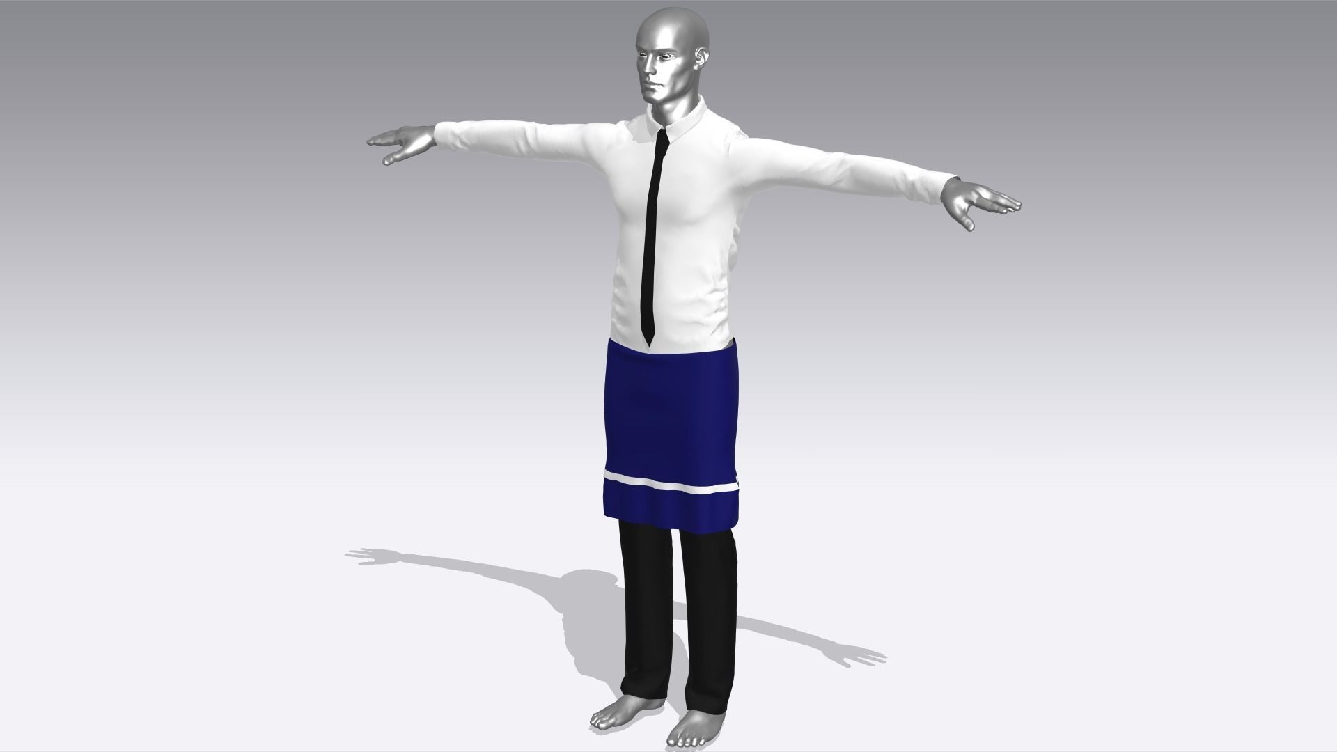 Waiter Clothes Low-poly 3D model_2
