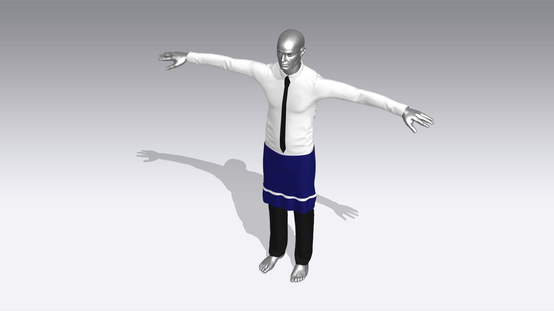 Waiter Clothes Low-poly 3D model_5