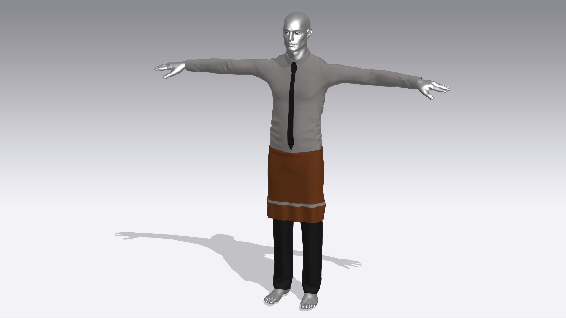 Waiter Clothes Low-poly 3D model_6