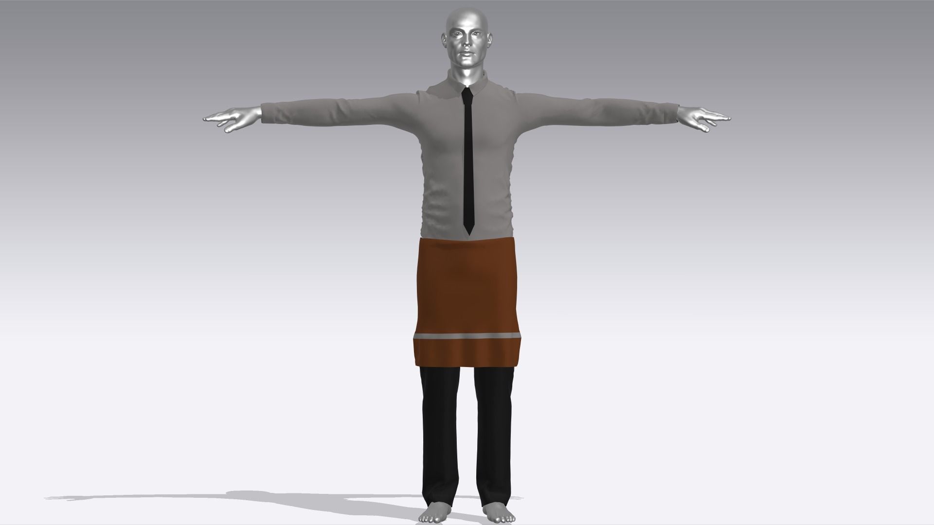 Waiter Clothes Low-poly 3D model_1