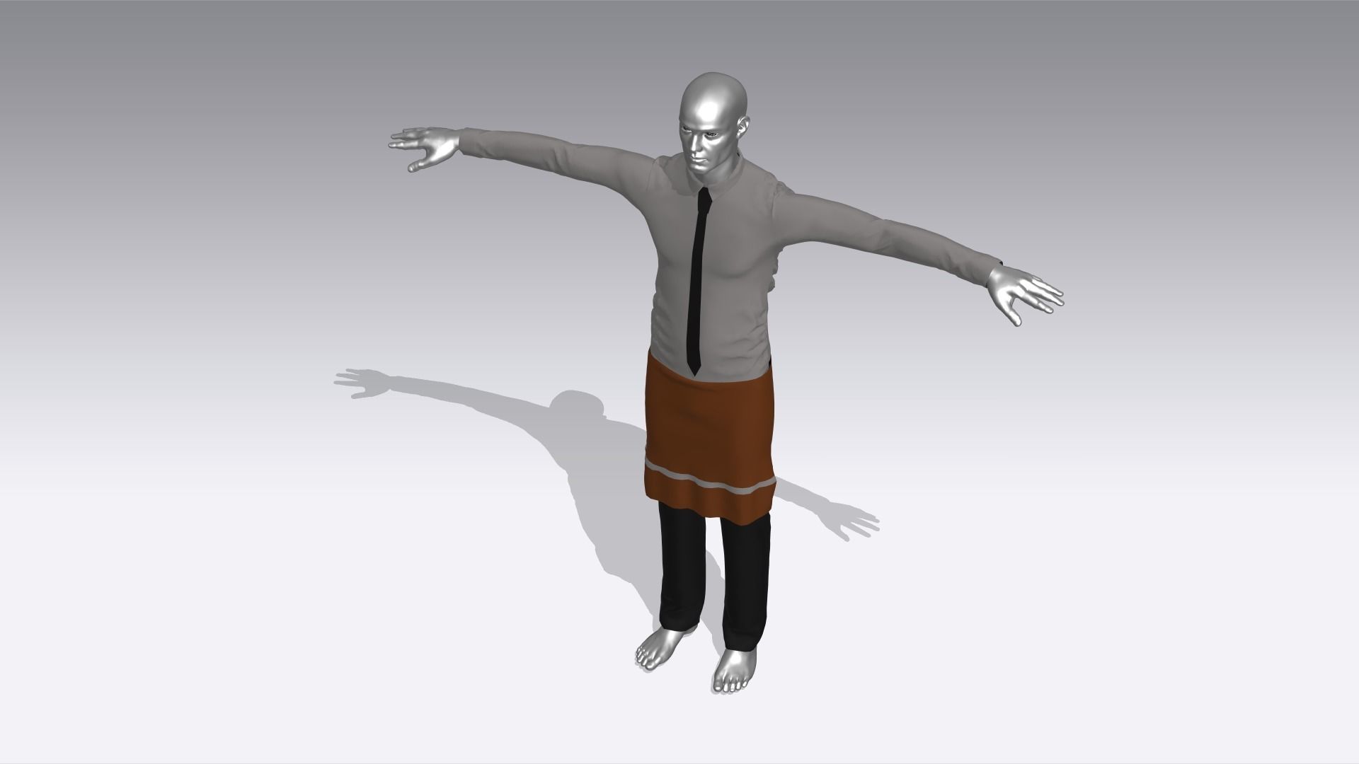 Waiter Clothes Low-poly 3D model_5