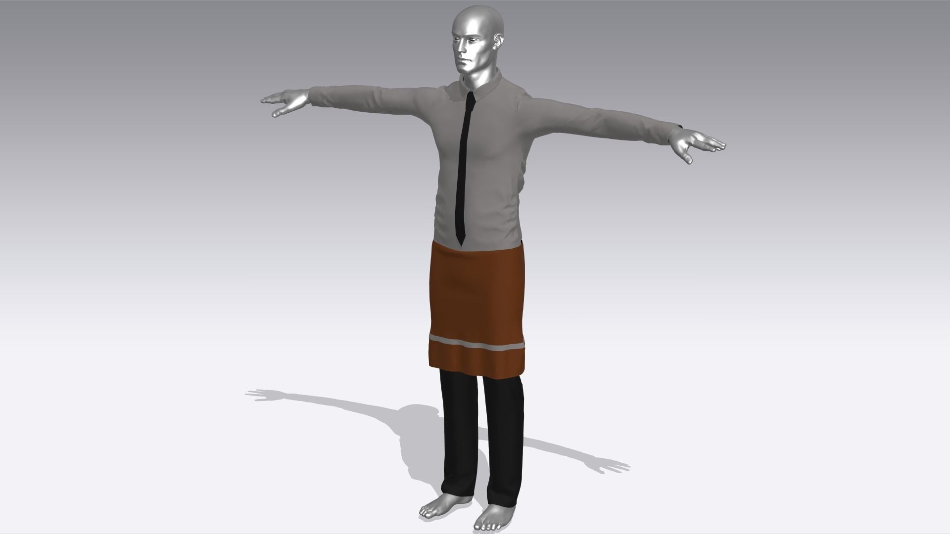 Waiter Clothes Low-poly 3D model_2