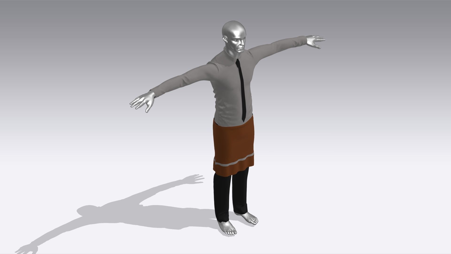 Waiter Clothes Low-poly 3D model_4