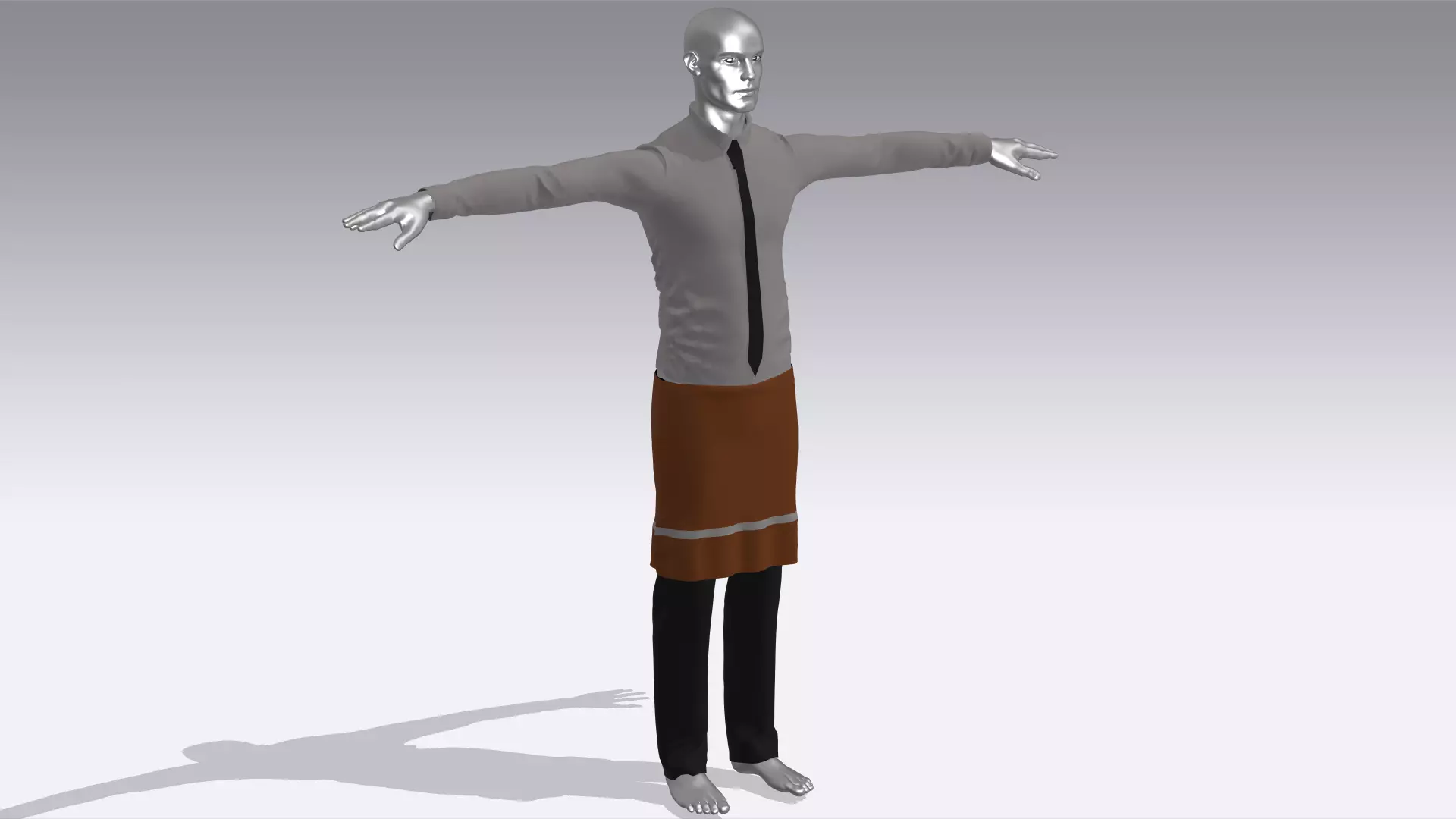 Waiter Clothes Low-poly 3D model_0