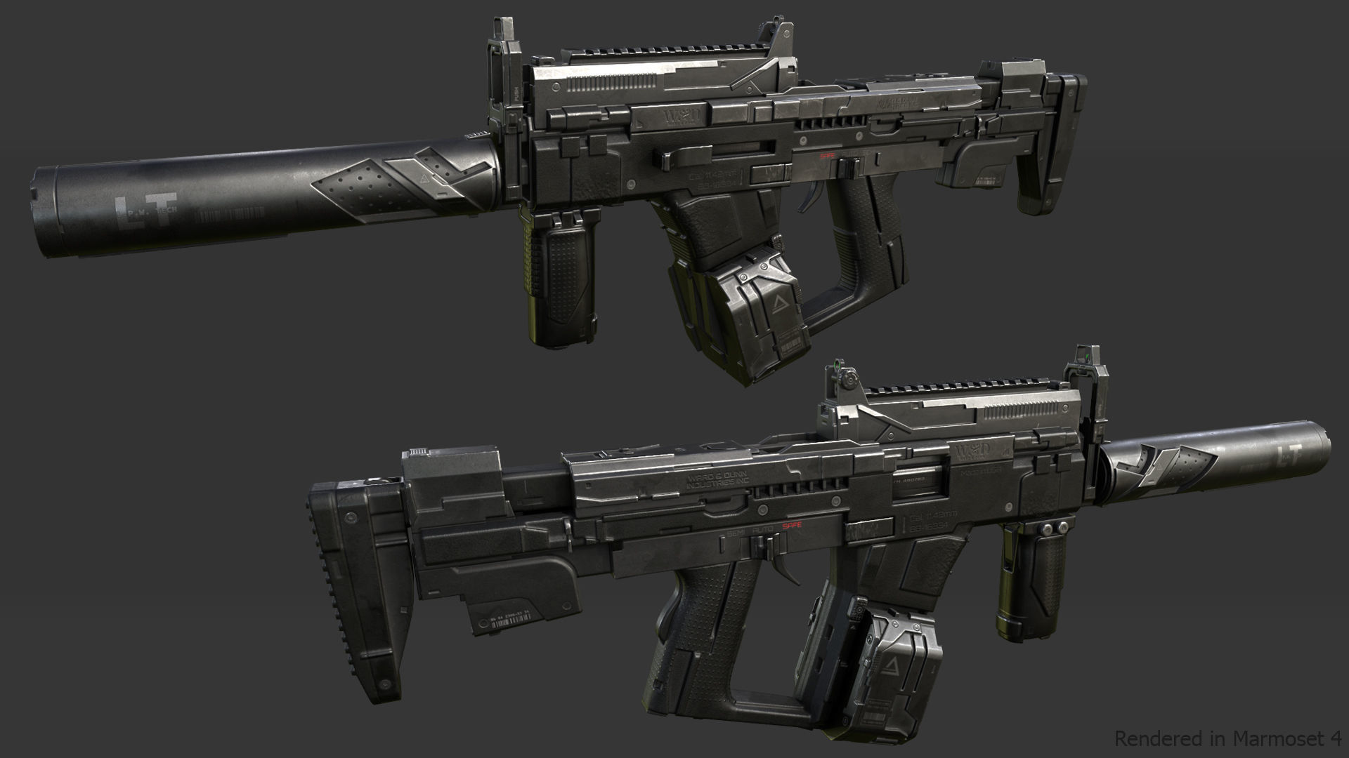 Sci-fi SMG2 Low-poly 3D model_4