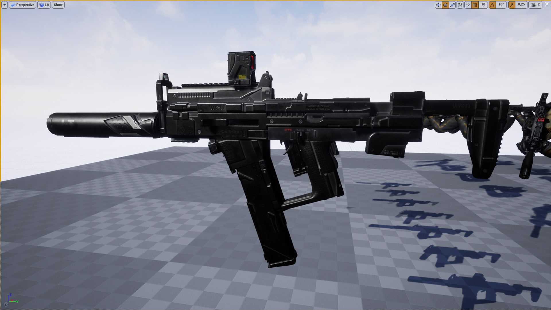 Sci-fi SMG2 Low-poly 3D model_20