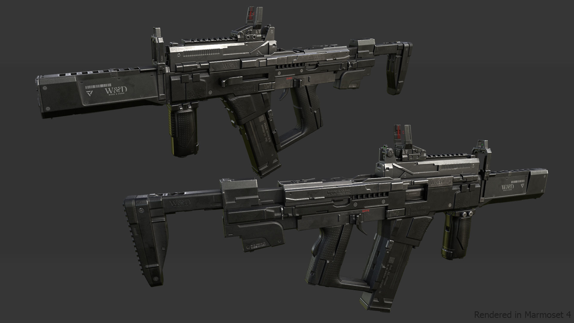 Sci-fi SMG2 Low-poly 3D model_5