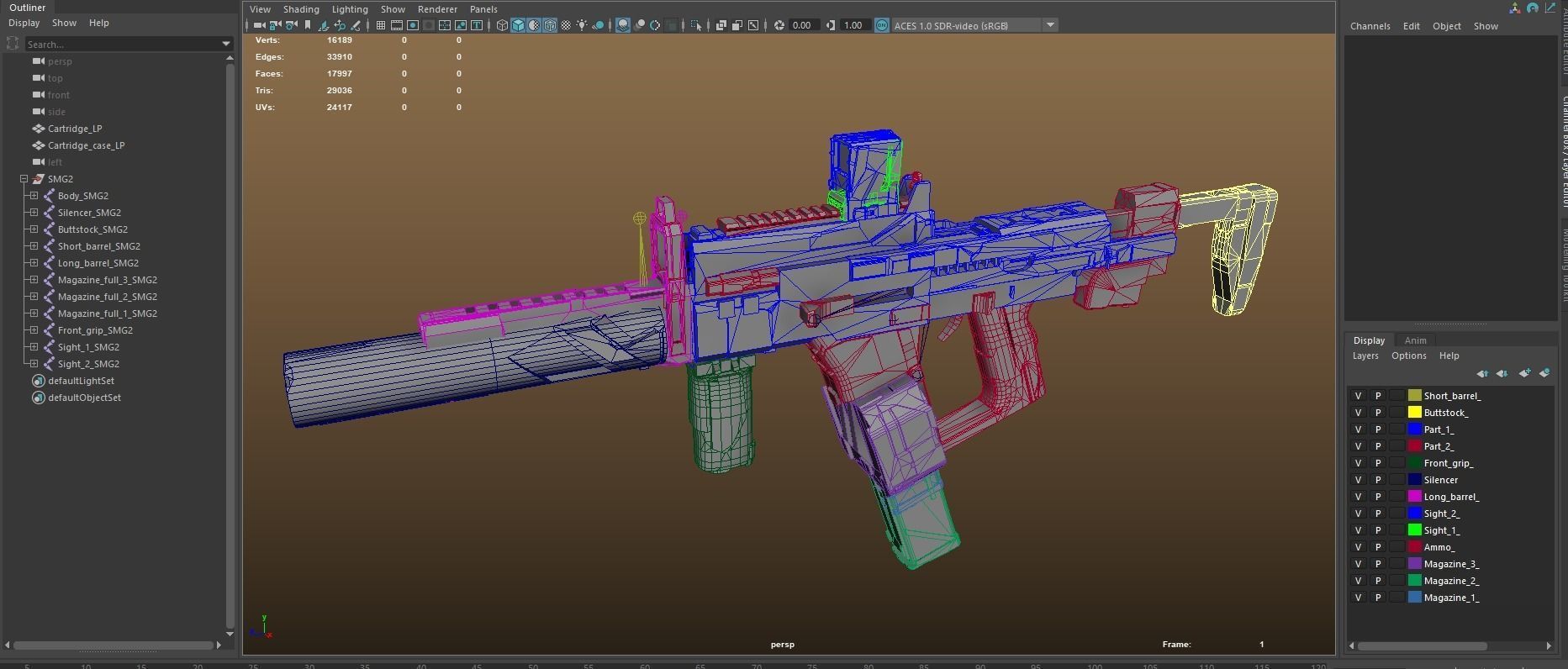 Sci-fi SMG2 Low-poly 3D model_21