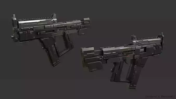 Sci-fi SMG2 Low-poly 3D model Sci-fi SMG2 Low-poly 3D model