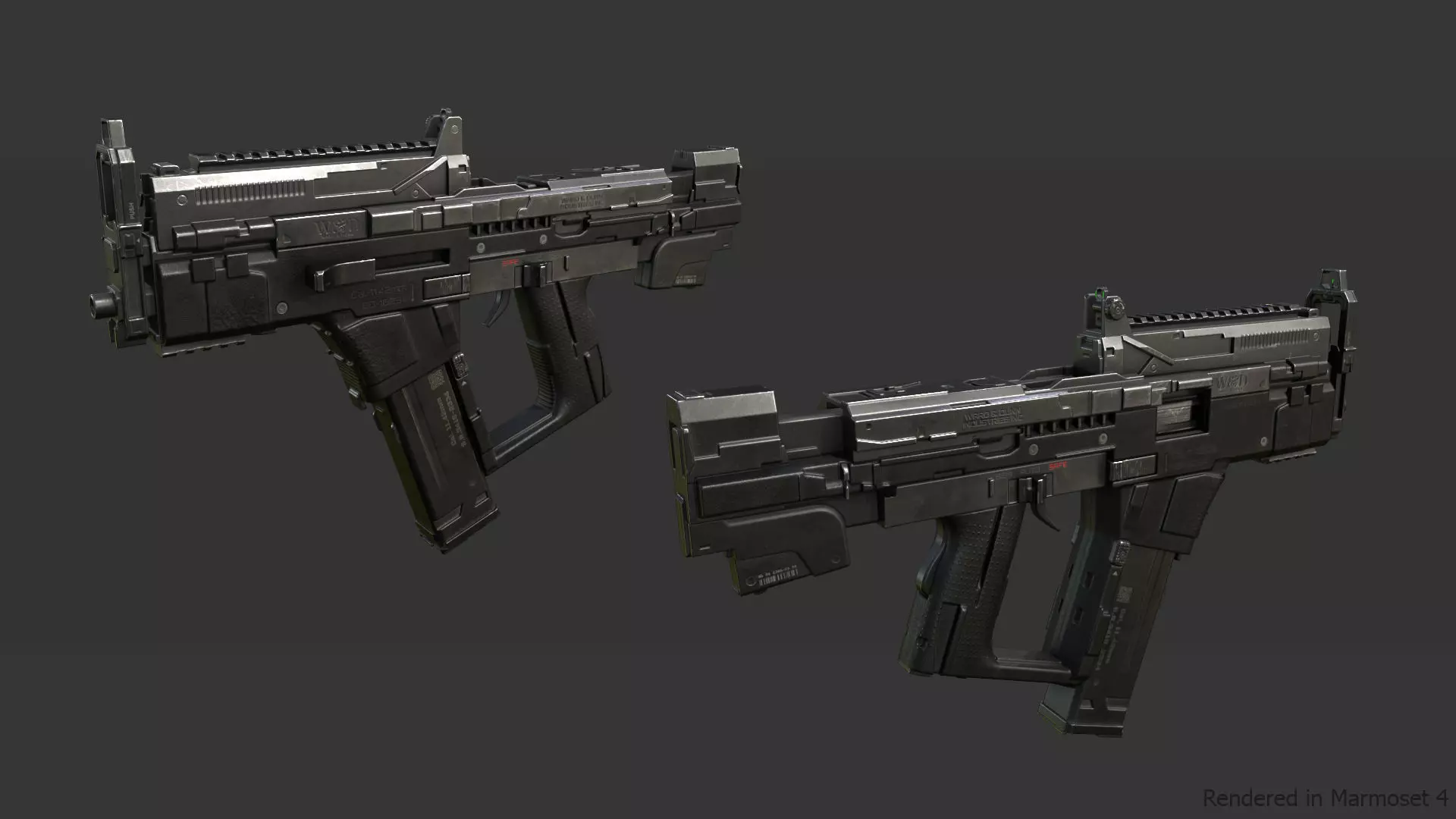 Sci-fi SMG2 Low-poly 3D model_0
