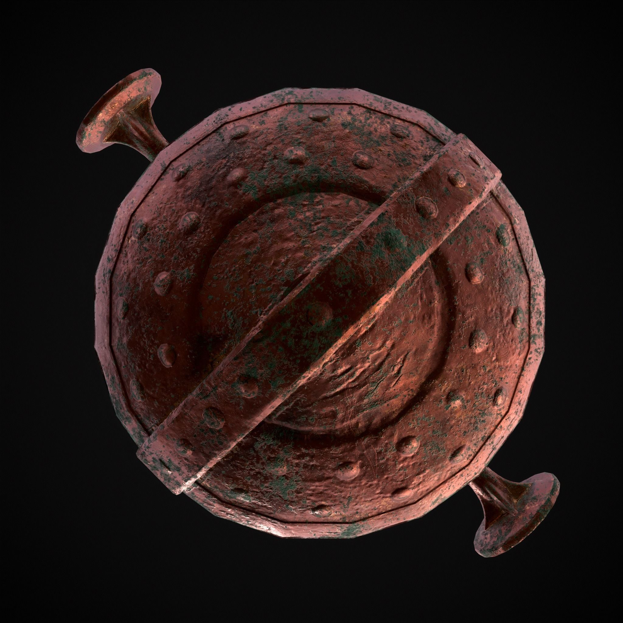 Hanging Copper Cauldron Low-poly 3D model_3