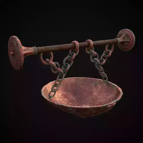 Hanging Copper Cauldron Low-poly 3D model