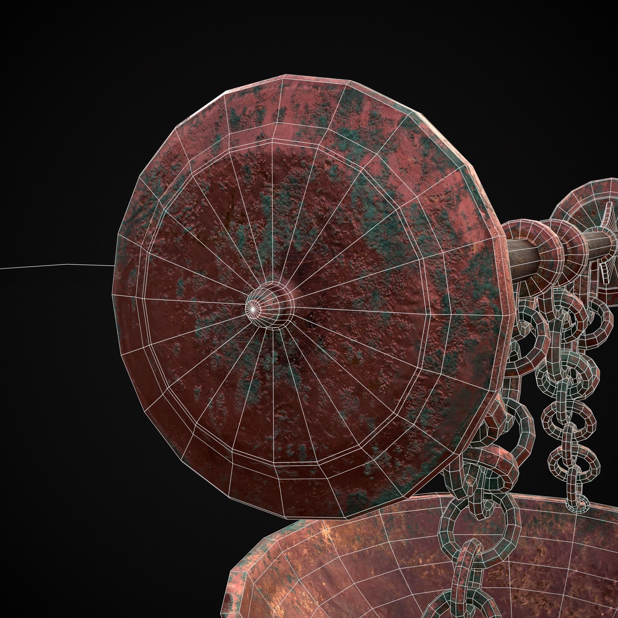 Hanging Copper Cauldron Low-poly 3D model_8
