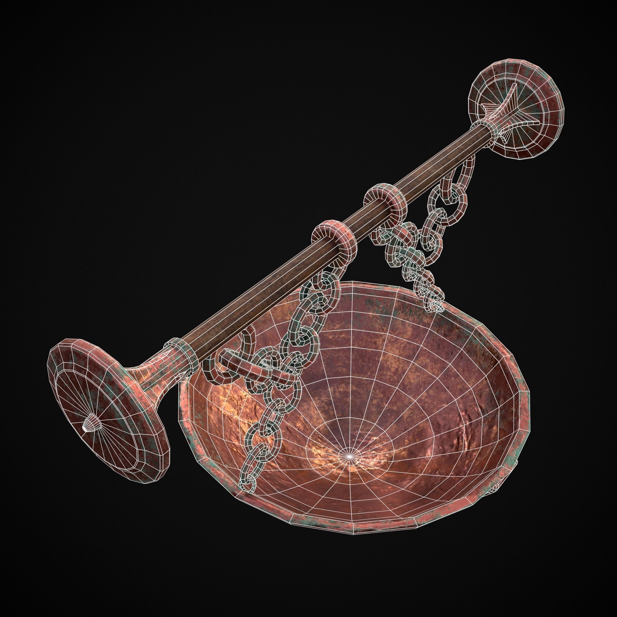 Hanging Copper Cauldron Low-poly 3D model_24