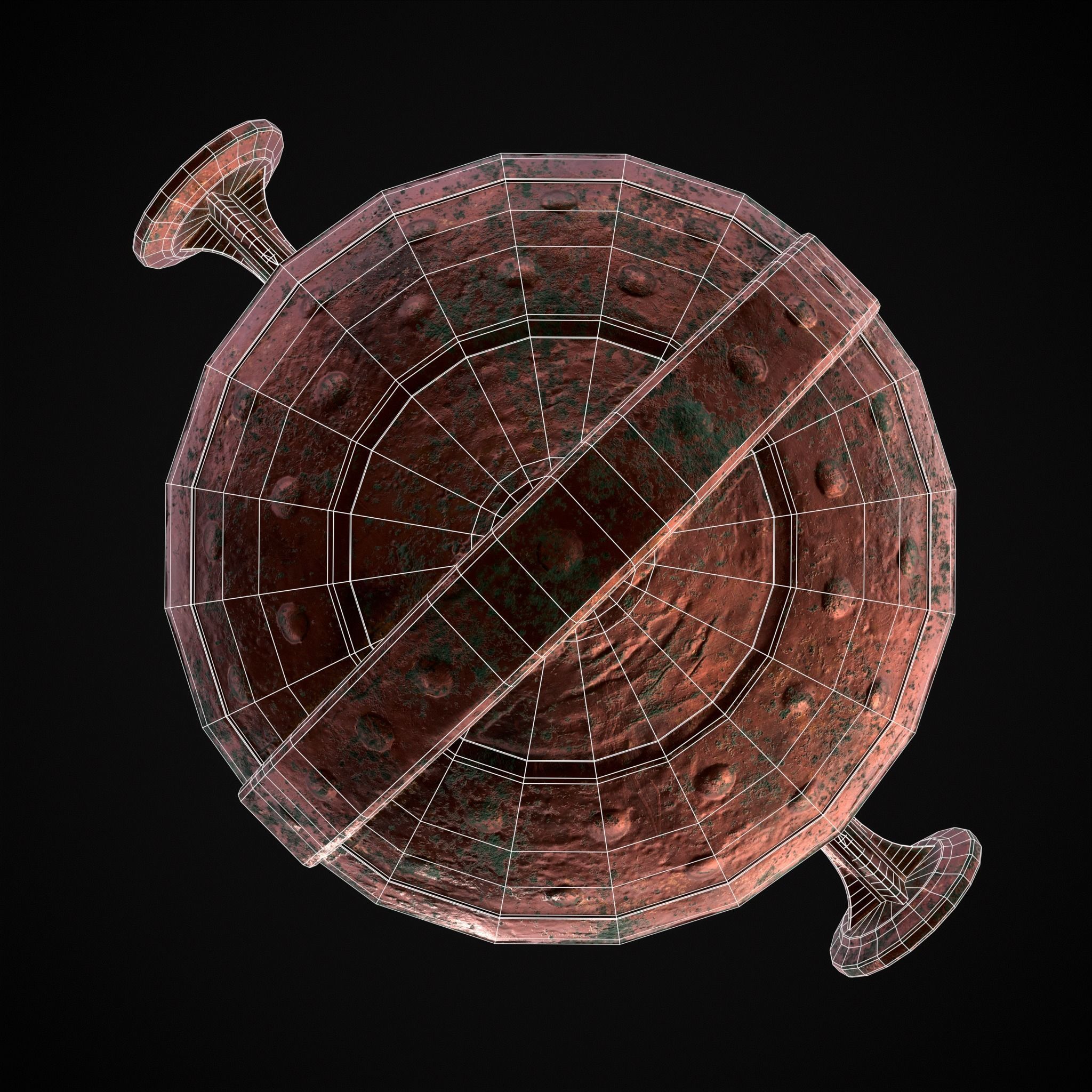 Hanging Copper Cauldron Low-poly 3D model_4