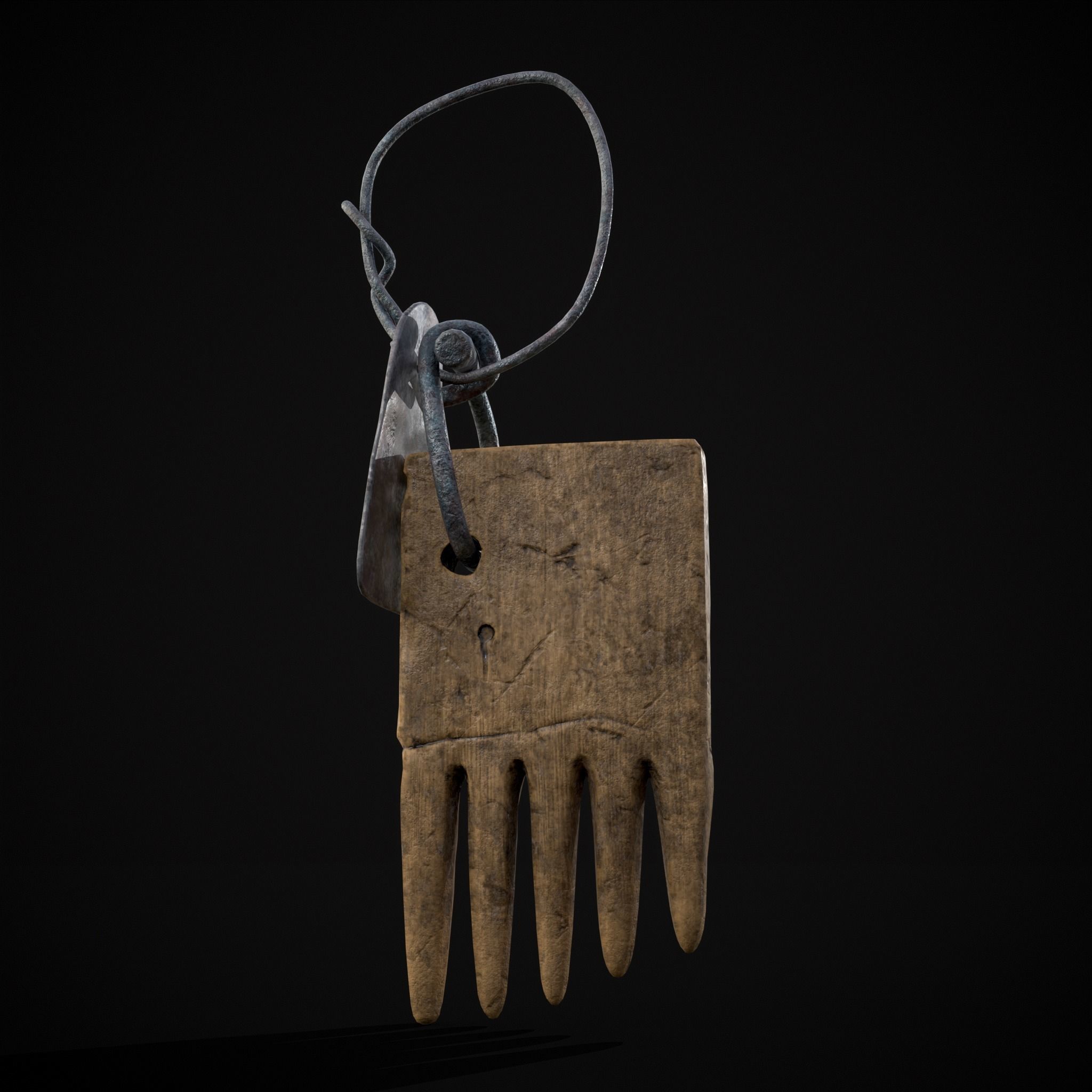 Rare Viking Beard Comb Low-poly 3D model_3