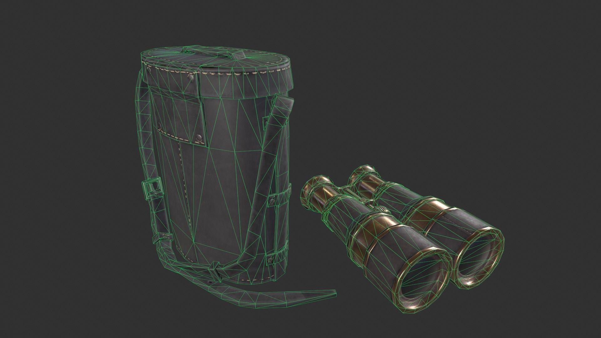Vintage Binoculars Low-poly 3D model_2