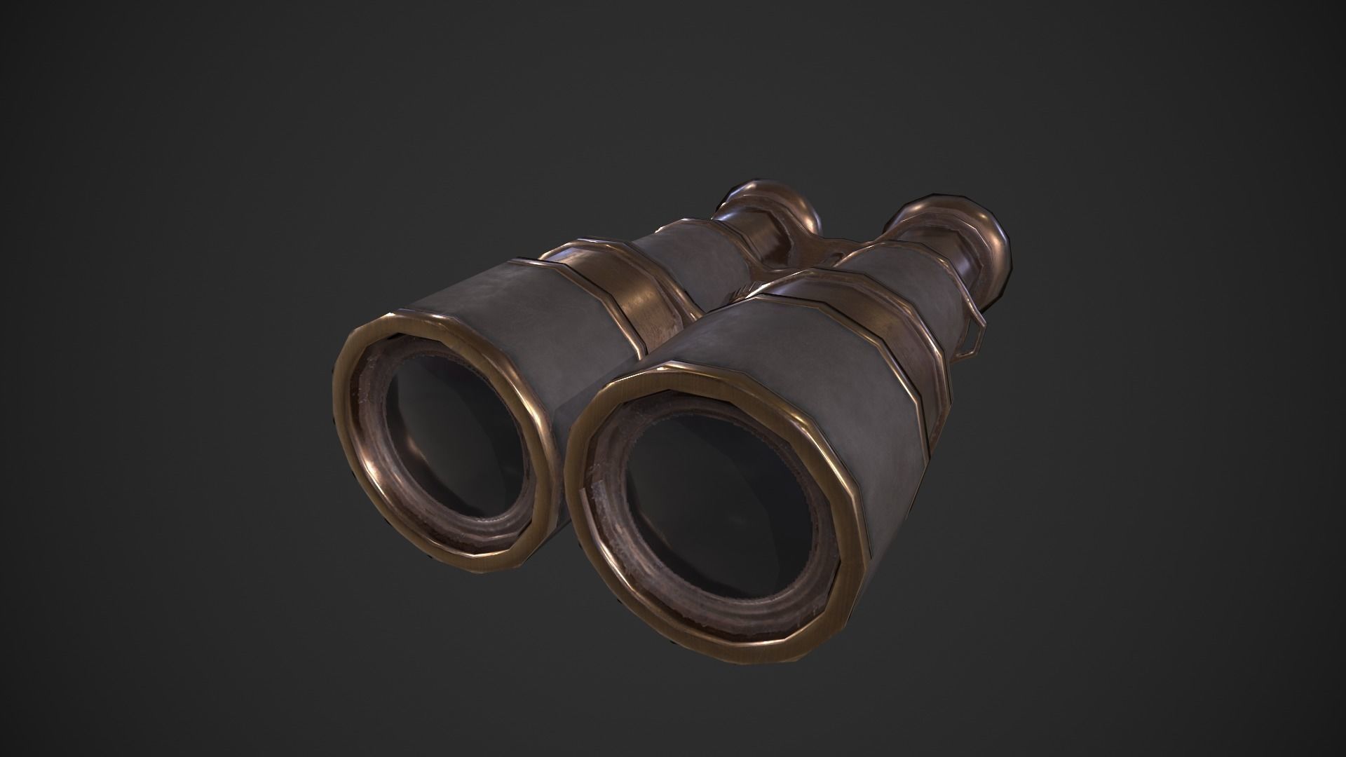 Vintage Binoculars Low-poly 3D model_7