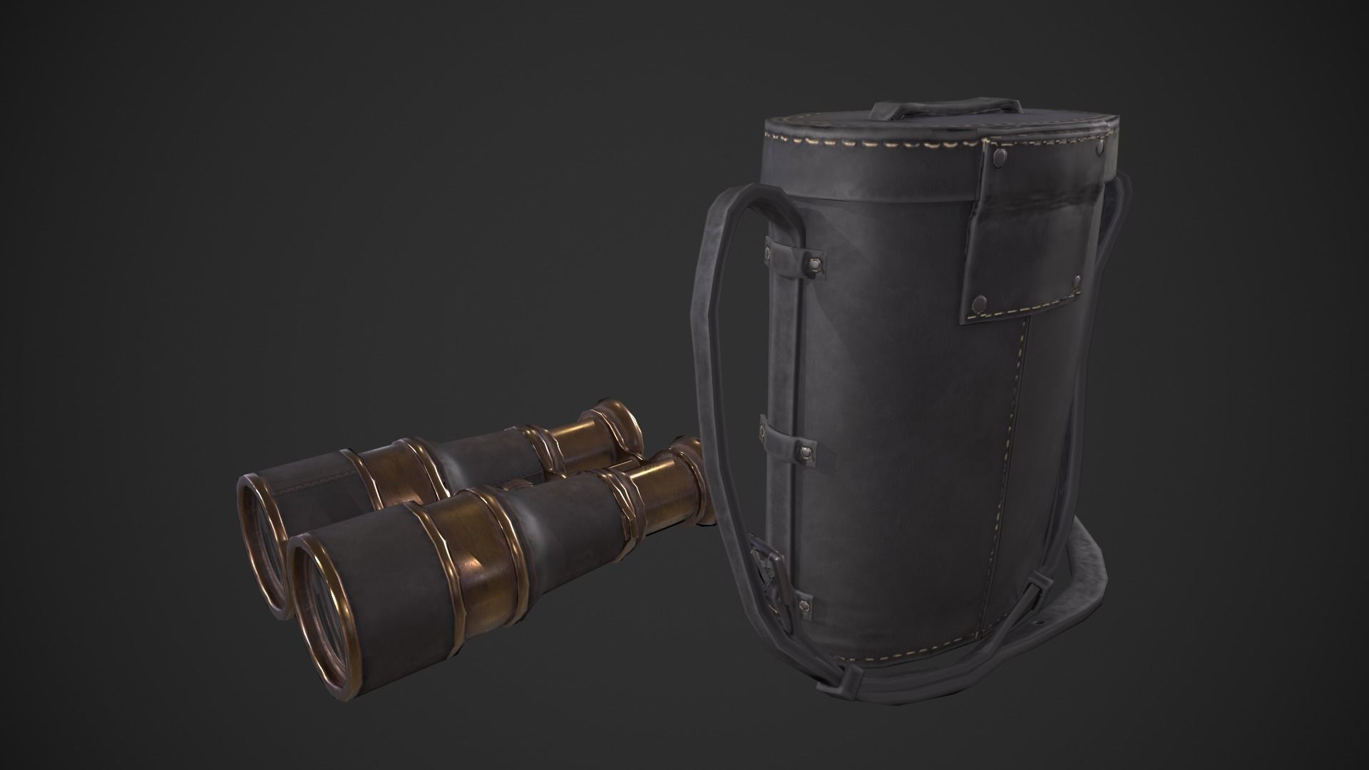 Vintage Binoculars Low-poly 3D model_5