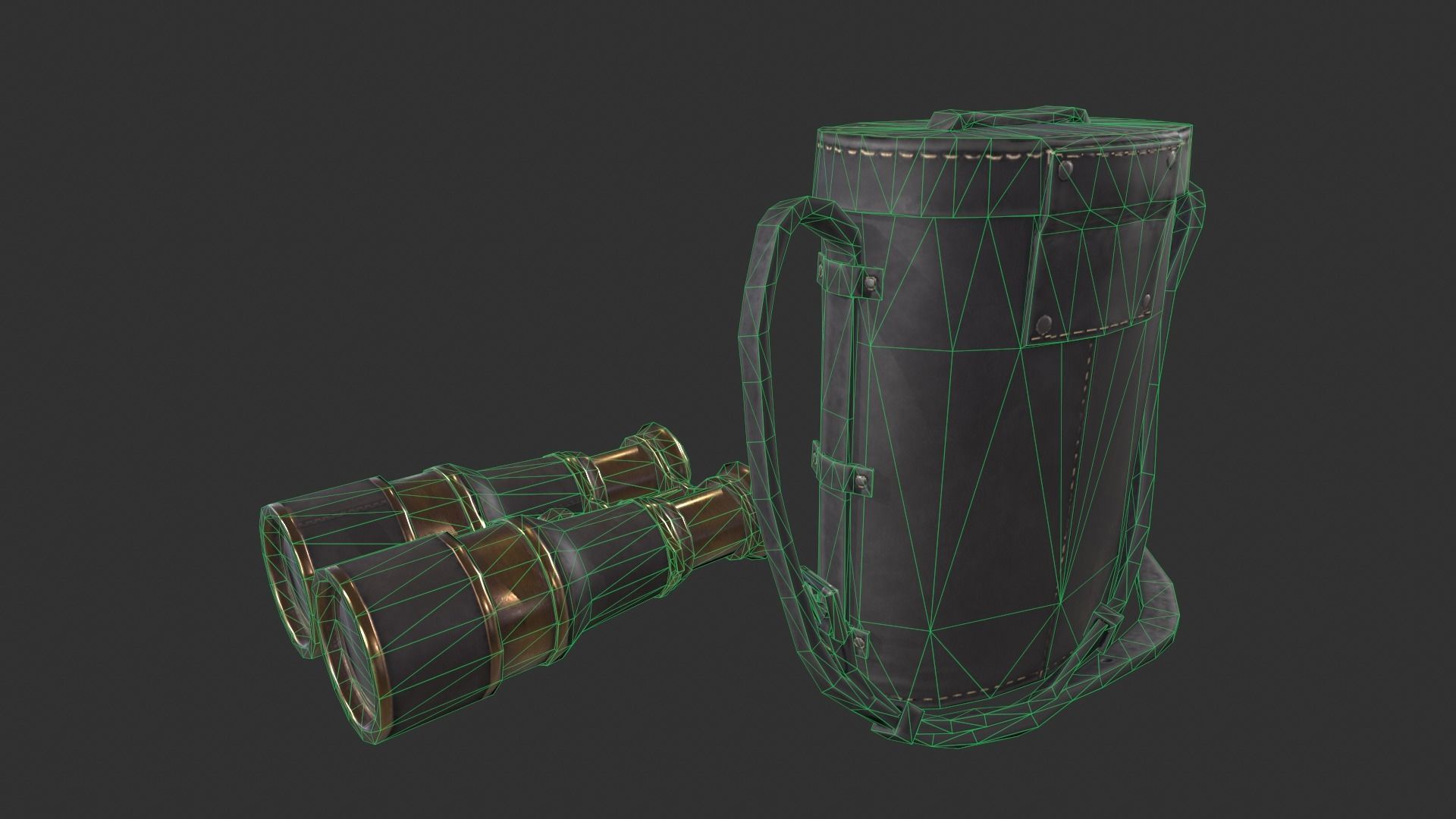 Vintage Binoculars Low-poly 3D model_6