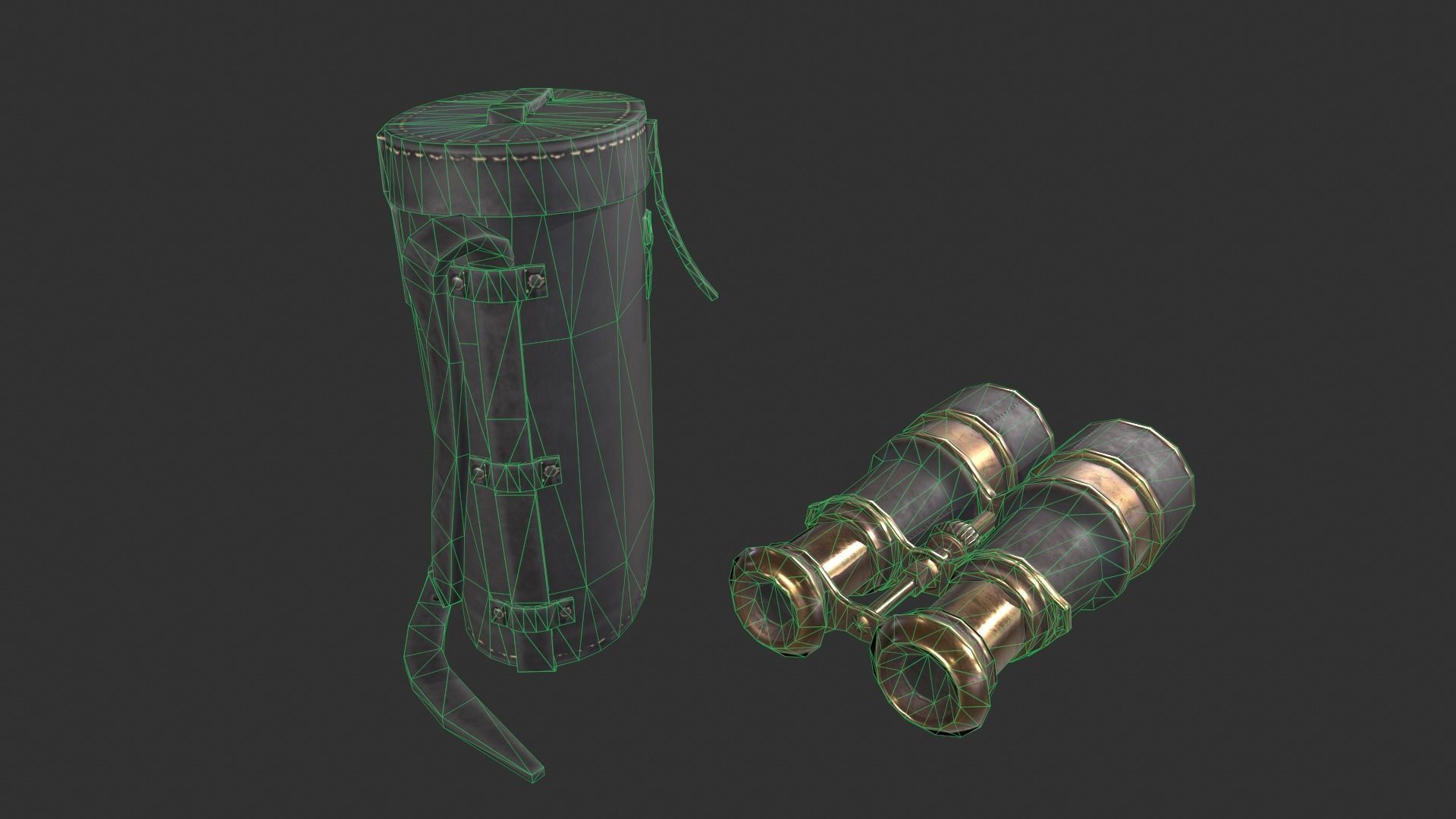 Vintage Binoculars Low-poly 3D model_4