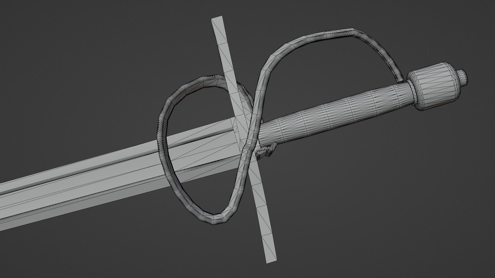 Langsax sword with Flamberge handle Low-poly 3D model_12