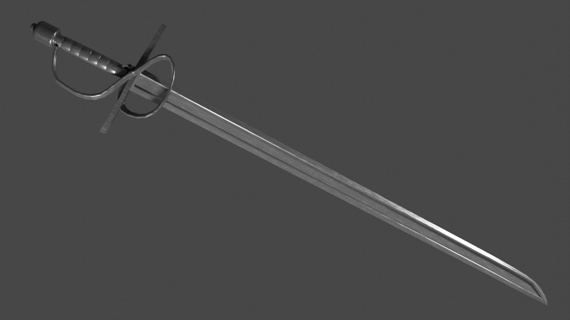 Langsax sword with Flamberge handle Low-poly 3D model_1
