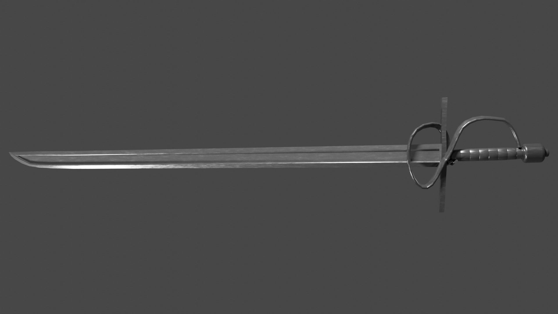 Langsax sword with Flamberge handle Low-poly 3D model_4