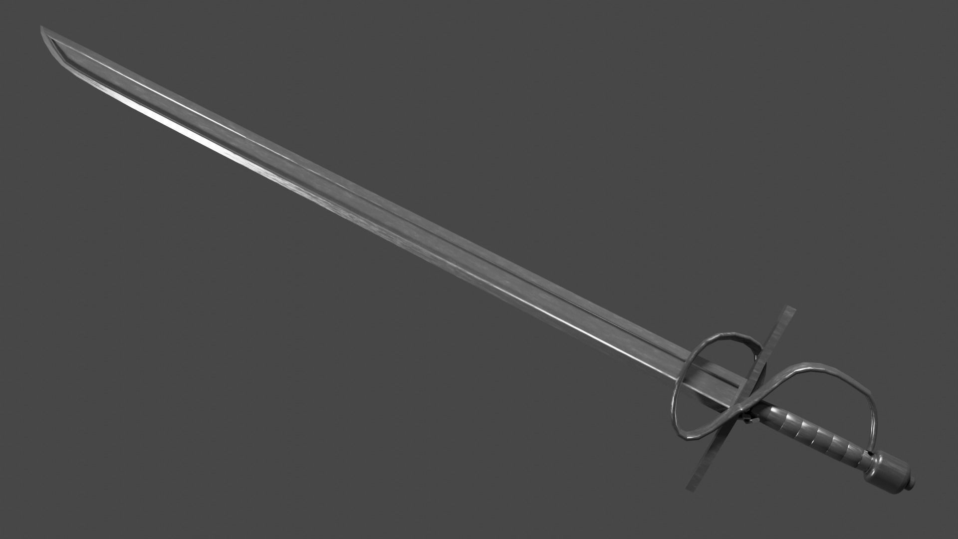 Langsax sword with Flamberge handle Low-poly 3D model_3