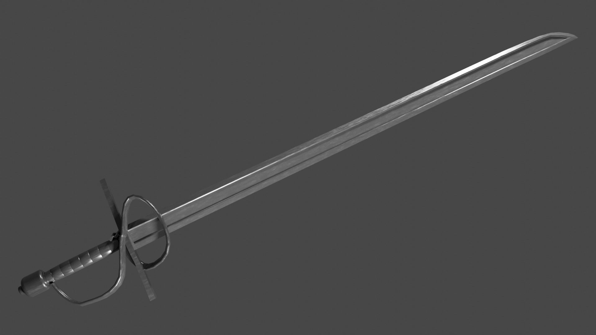 Langsax sword with Flamberge handle Low-poly 3D model_2