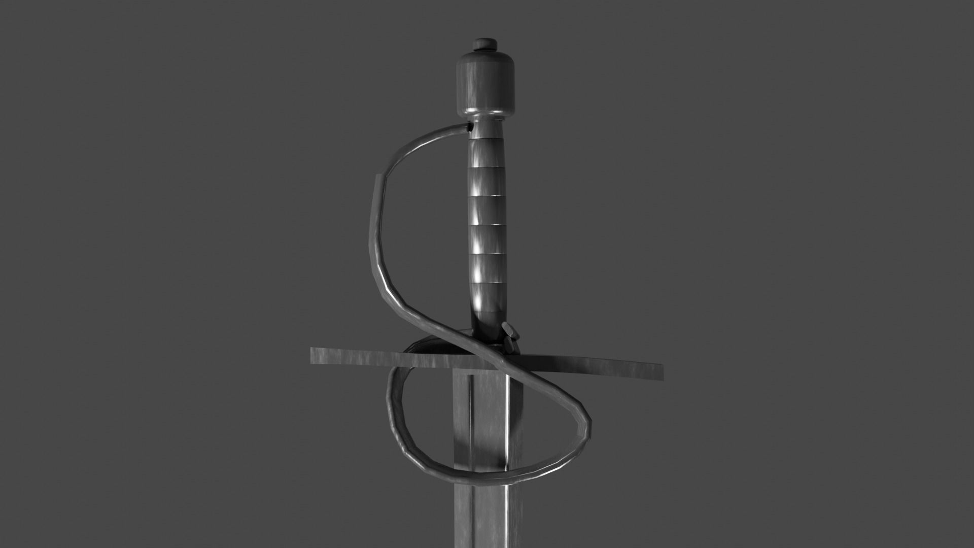 Langsax sword with Flamberge handle Low-poly 3D model_8